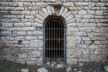 Fototapeta na wymiar Steel door lock in Turkish ruins