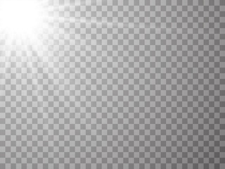 Vector transparent sunlight special lens flare light effect. Sun flash with rays and spotlight