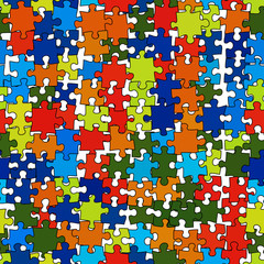Repeatable background of colorfull puzzle pieces