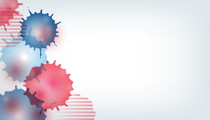 Independence day USA celebration banner template with abstract watercolor splash decor background in american flag - red and blue colours. 4th of July holiday poster template. Vector illustration