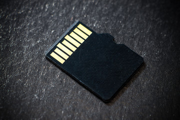 Micro SD card or Memory card on black background