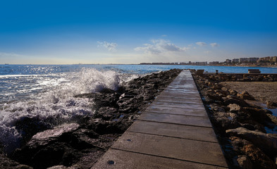 Benicassim breakwater in Castellon Spain