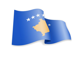 Kosovo flag in the wind. Flag on white vector illustration