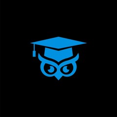 bachelor hat and owl head vector logo template