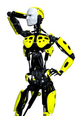 3D Rendering Male Robot on White