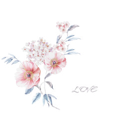 Fototapeta na wymiar Flowers watercolor illustration