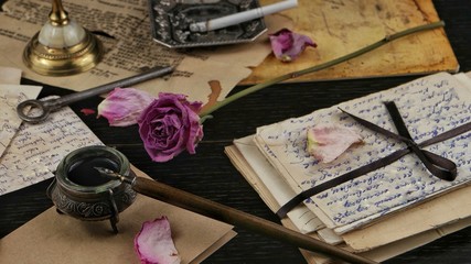 Home old letters and documents, memory, history