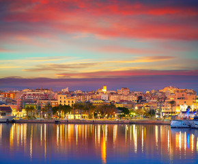 Tarragona port sunset in Catalonia - obrazy, fototapety, plakaty