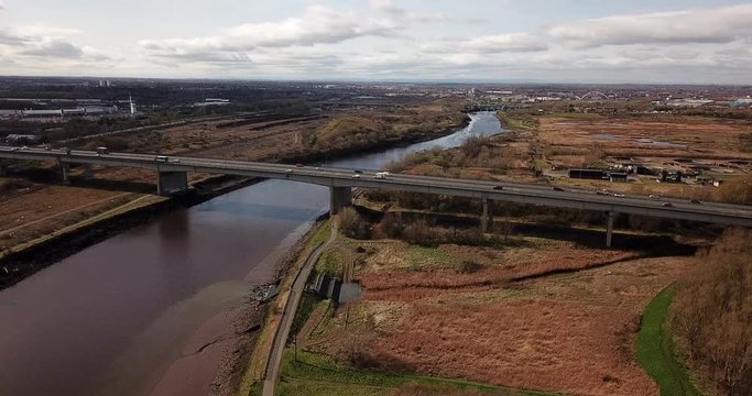 The A19 fly over than spans the River Tees between Stockton and Middlesbrough in Teesside
