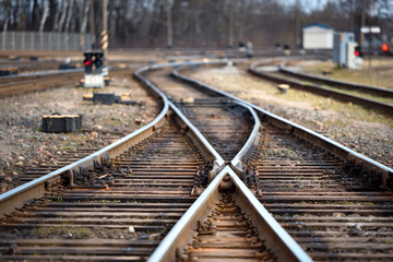 Fototapeta na wymiar Large empty railroad fork