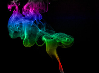 Abstract colorful smoke on black background, fire design