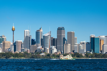 Sydney Central Business District cityscape with ferry boat
