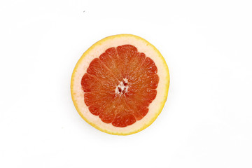 sliced fresh half grapefruits - isolated on white