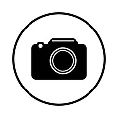 Camera Icon. Camera symbol for your web site design, black and white in a circle