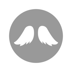 Angel wings icon on a gray circle