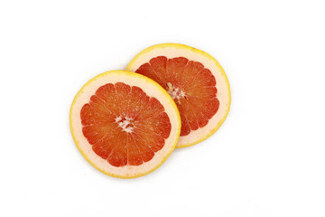 grapefruit slices isolated on white