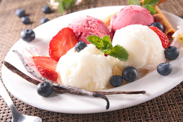 ice cream with berry fruit
