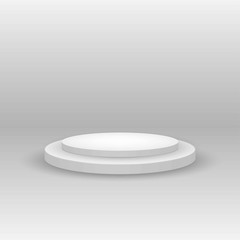 White podium for demonstrations and presentations. illustration on gray background