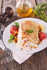fish fillet cooked with vegetable