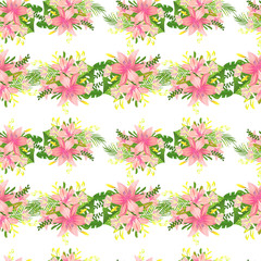 Beautiful pattern. Vector tropical wallpaper. Summer design. Holiday decoration element. Decorative print. Creative botanical background