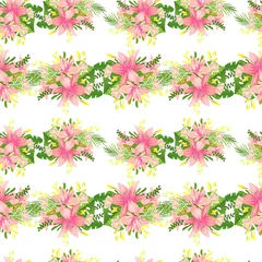 Foto auf Acrylglas Beautiful pattern. Vector tropical wallpaper. Summer design. Holiday decoration element. Decorative print. Creative botanical background © WI-tuss