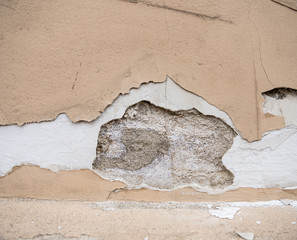 Old paint on the concrete wall