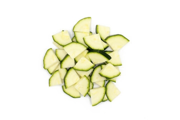  fresh zucchini  pieces - isolated on white
