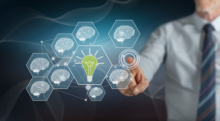 Man touching an artificial intelligence concept