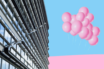 surreal landscape collage concept, contemporary colors and mood social