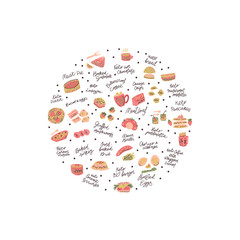 Ketogenic meals vector set