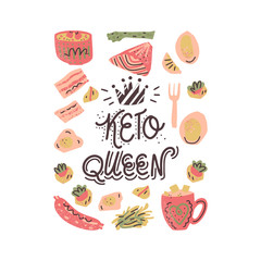 Ketogenic meals vector set