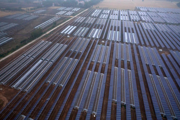 Solar photovoltaic panel installed on top of aerial greenhouse