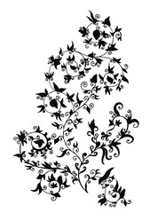 flower, seamless, pattern, tracery, background, backdrop, backsplash, fabric, cloth, textile, wrapping paper, print, floral, bloom, leaf, curl, swirl, spiral, twist, tendril, silhouette, line, outline