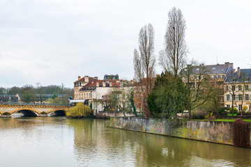 Metz, FRANCE - April 1, 2018: Street view of downtown in Metz, France