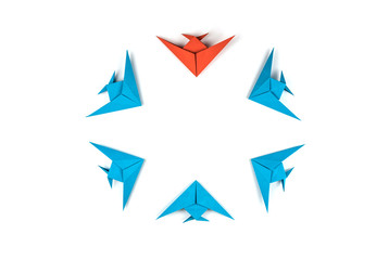 Obraz premium Paper origami fishes isolated on white background.