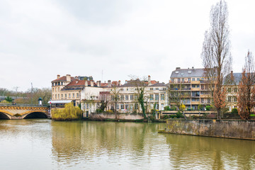Metz, FRANCE - April 1, 2018: Street view of downtown in Metz, France