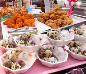 Quail eggs at street food
