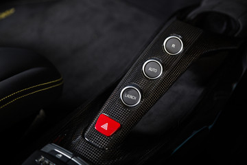 Gear shift buttons of automatic sports car