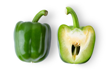Green pepper full depth of field on white background
