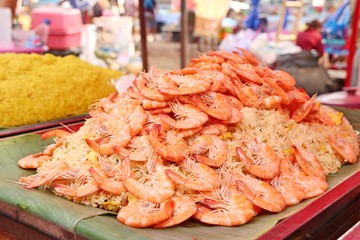 Shrimp fried rice in street food
