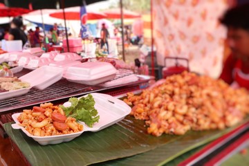pasta with sausage at street food