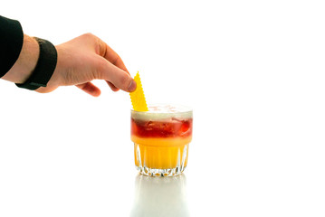Cocktail of cream, wine ice and lemon