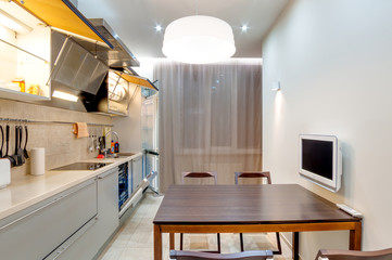 Russia, Novosibirsk - 28 January, 2016: interior room apartment. modern kitchen, dining area