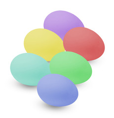 Multi-colored Easter eggs. Holiday in the house. White isolated background.