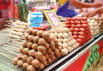 grilled meatball and sausage at street food