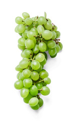 Fresh bunch of green grapes. White isolated background. Close-up. Side view.