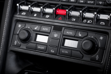 Temperature control panel in car interior