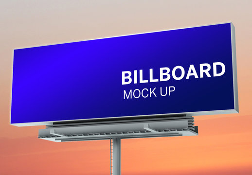 Billboard Mockup on Sunset Background
