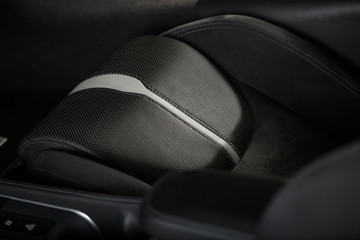 Close up of black car seat
