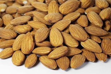 Pile of almond nuts with close up shot.